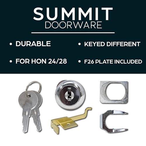 SUMMIT DOORWARE HON F24F28 2185 Replacement Filing Cabinet Lock Kit File Cabinet Lock Replacement with Removable Core Includes F26 Adapter Plate Keyed Different Lock Kit for Newer HON Vertical File Cabinets - Image 3