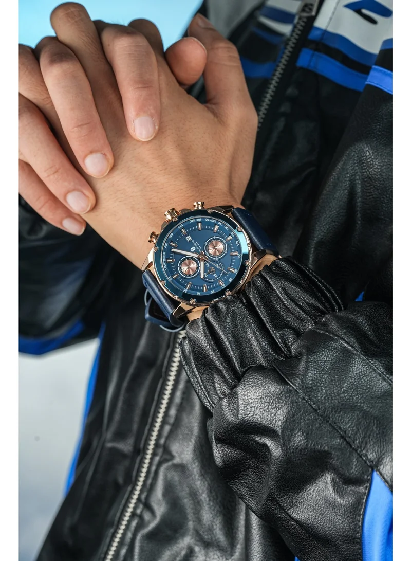 Sapphero  Sapphero Watches Men's  Waterproof Men's Watch Men's Watches Chronograph Black/Blue Leather Silver/Black/Rose Gold Case Black/Blue Dial/Birthday/Father's Day Gift for Men | Best Price UAE