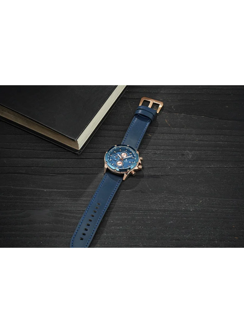 Sapphero  Sapphero Watches Men's  Waterproof Men's Watch Men's Watches Chronograph Black/Blue Leather Silver/Black/Rose Gold Case Black/Blue Dial/Birthday/Father's Day Gift for Men | Best Price UAE
