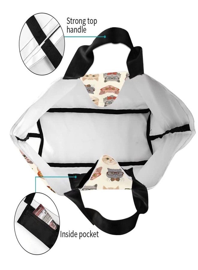 bositigo Funny Cat Tote Bag for Women,Cute Purse Gifts for Cat Lovers,Kitty Print Shoulder Reusable Shopping Handbags Casual Travel Polyester Summer Beach Grocery Bag Holiday Gifts - Image 3
