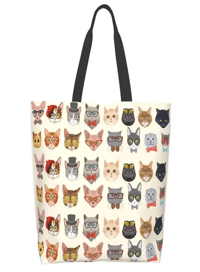 bositigo Funny Cat Tote Bag for Women,Cute Purse Gifts for Cat Lovers,Kitty Print Shoulder Reusable Shopping Handbags Casual Travel Polyester Summer Beach Grocery Bag Holiday Gifts - Image 1