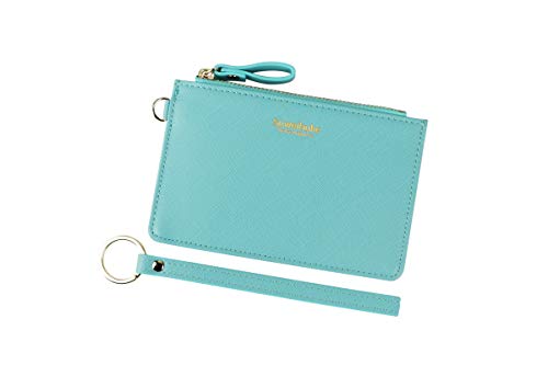 Aiyo Nice Women Slim RFID Card Case Holder Wristlet Zip ID Case Wallet Small Leather Wallet Coin Purse with Keychain (Light Green) - Image 1