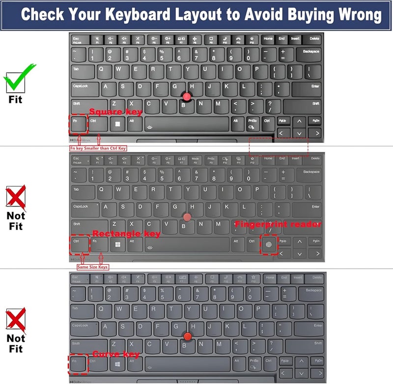 Raya Silicone Keyboard Cover Only Fit for Lenovo Thinkpad E14 (Gen5/Gen6) & Thinkpad L14 (Gen4) Thinkpad T14s (Gen4) Laptops [Will NOT FIT for Any Other Gen or Series Model of Thinkpad] (Transparent) - Image 2