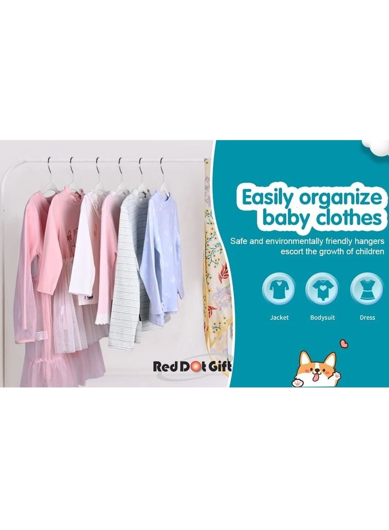 Red Dot Gift 30 قطعة من شماعات الأطفال المخملية البيضاء - (35 سم / 14 بوصة) شماعات أطفال ممتازة للخزانة، شماعات ملابس أطفال لطيفة ورقيقة للغاية، شماعات صغيرة لملابس الأطفال  - Image 5