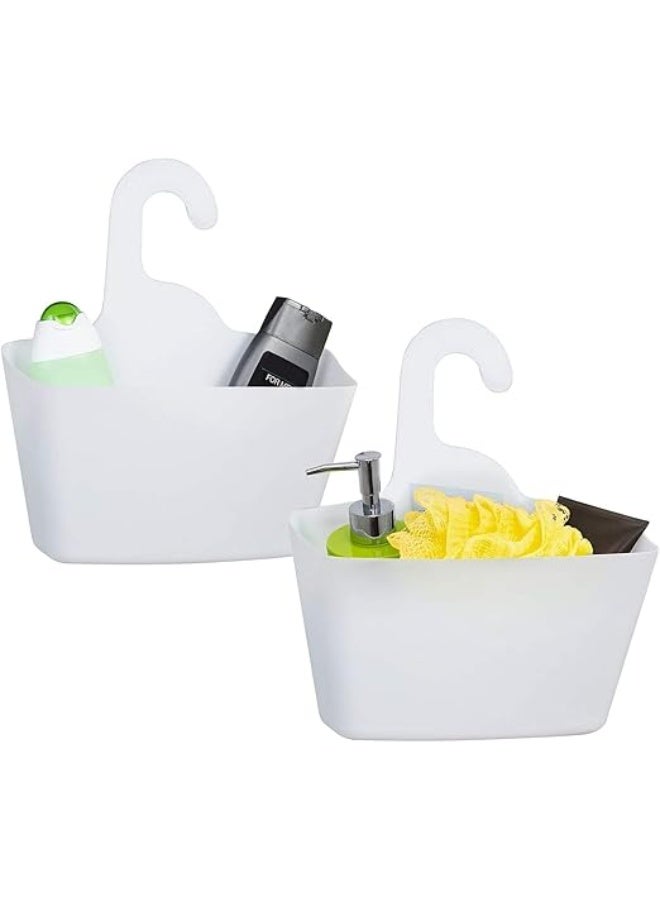 Hanging Shower Basket, Multi Purpose Assembled Cabinets Wall Hanging Organizer, Plastic Storage Basket Holders, Easy To Remove, For Bathroom, Kitchen, Laundry Room, White - Image 1
