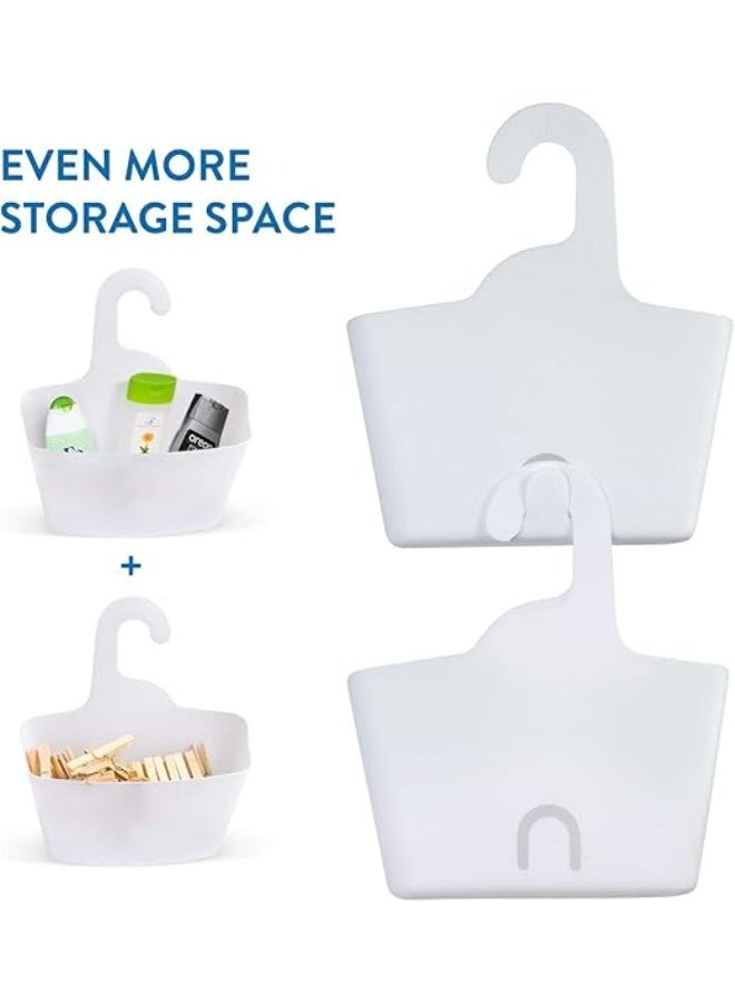 Hanging Shower Basket, Multi Purpose Assembled Cabinets Wall Hanging Organizer, Plastic Storage Basket Holders, Easy To Remove, For Bathroom, Kitchen, Laundry Room, White - Image 4