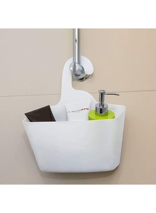 Hanging Shower Basket, Multi Purpose Assembled Cabinets Wall Hanging Organizer, Plastic Storage Basket Holders, Easy To Remove, For Bathroom, Kitchen, Laundry Room, White - Image 3