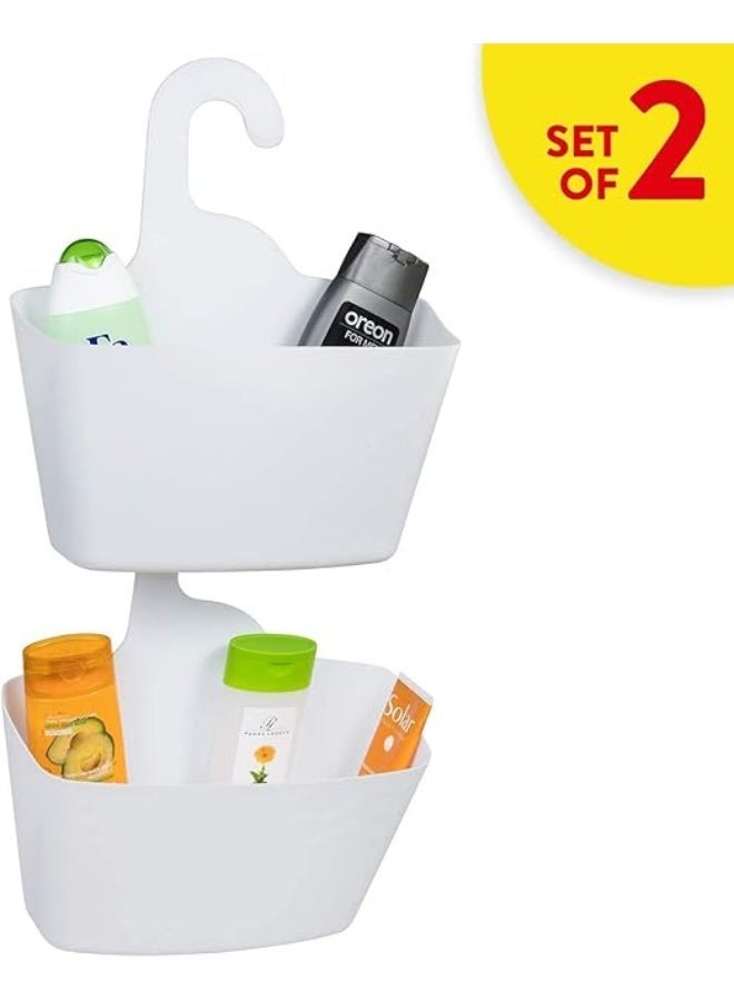 Hanging Shower Basket, Multi Purpose Assembled Cabinets Wall Hanging Organizer, Plastic Storage Basket Holders, Easy To Remove, For Bathroom, Kitchen, Laundry Room, White - Image 5