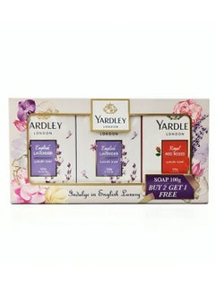 Yardley Pack Of 3 Soap English Rose and English Lavender 100g Each  - Image 2