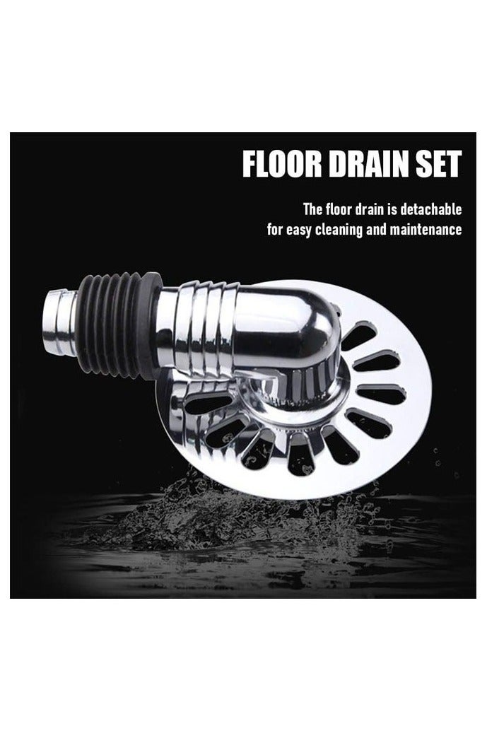 Washing Machine Floor Drain Cover, Bathroom Square Sink Drain Strainers, Easy Clean, Home with Pipe Connector (Silver) - Image 5