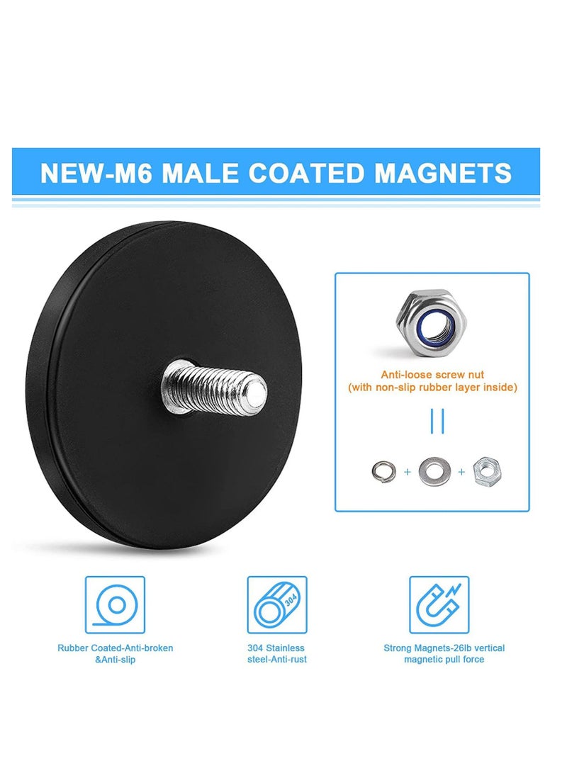 واي آند دي Neodymium Magnet Rubber Mounting Magnets, Black Stud Painted Surface Waterproof Magnets M6 Threaded for Lighting Camera Tools 6Pcs  - Image 5