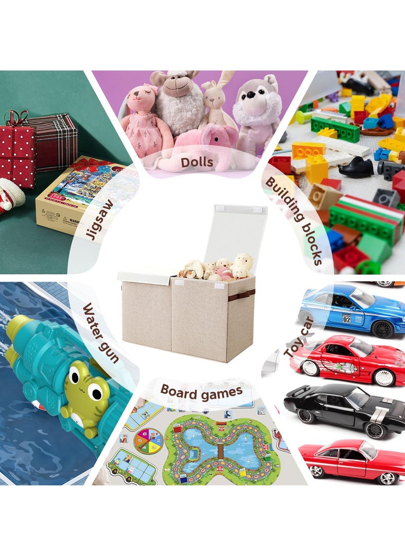 XiuWoo Large Storage Bins with Double-Open Lid, 86L Foldable Storage Bin Cube Organizer Basket with Handle, Clothes Blanket Box for Clothes Toys in the Dorm and Family - Image 2