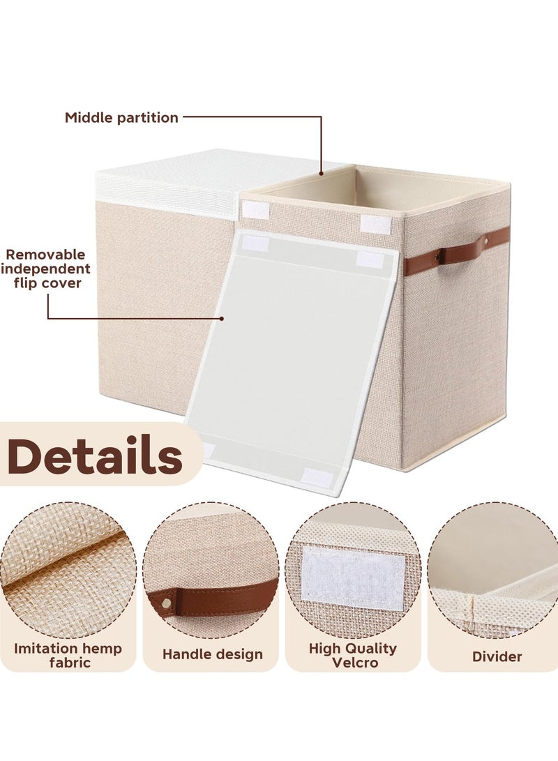 XiuWoo Large Storage Bins with Double-Open Lid, 86L Foldable Storage Bin Cube Organizer Basket with Handle, Clothes Blanket Box for Clothes Toys in the Dorm and Family - Image 5