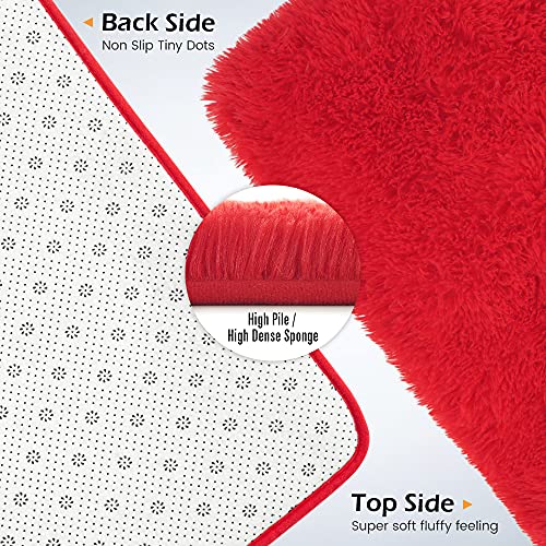Amearea Premium Soft Area Rug 4x5.3 Feet, Modern Fluffy Rugs for Living Room, Shag Carpet for Bedroom Nursery Playroom Teen Home Decor, Comfortable Indoor Furry Dorm Carpets, Red - Image 3