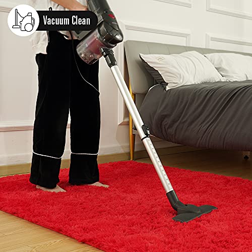 Amearea Premium Soft Area Rug 4x5.3 Feet, Modern Fluffy Rugs for Living Room, Shag Carpet for Bedroom Nursery Playroom Teen Home Decor, Comfortable Indoor Furry Dorm Carpets, Red - Image 4