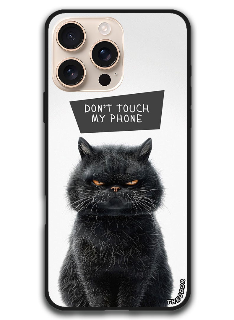 Theodor Protective Case Anti Scratch Shock Proof Bumper Cover For iPhone 16 Pro (6.3)-inch Dont Touch My Phone Cat - Image 1