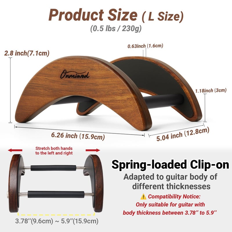 Onmiwod Acoustic Guitar Stand, Clip-On Self-Standing Solid Wood Guitar Stand, Portable Lightweight Guitar Stand Floor, Guitar Holder for Travel and Stage, Gift for Acoustic, Classic and Folk Guitar L-Size - Image 2