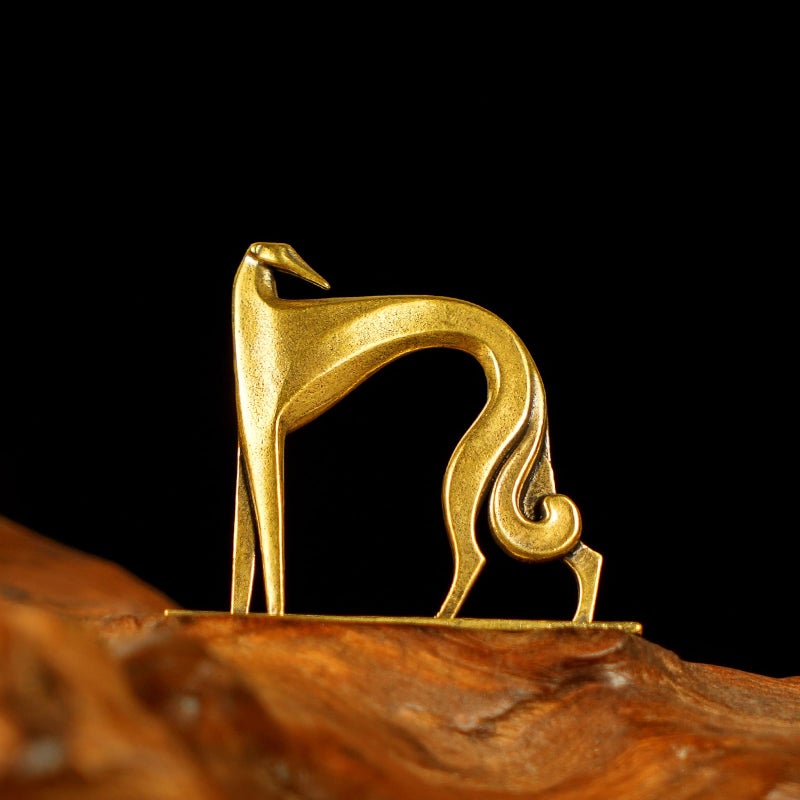 chovy Retro Handcrafted Cubist Artistic Dog Sculpture - 100% Solid Brass Muscular line Front and Elegant Back Design | Collectible Modern Art Decoration | Finishing Touch for Home and Office Scenes - Image 2