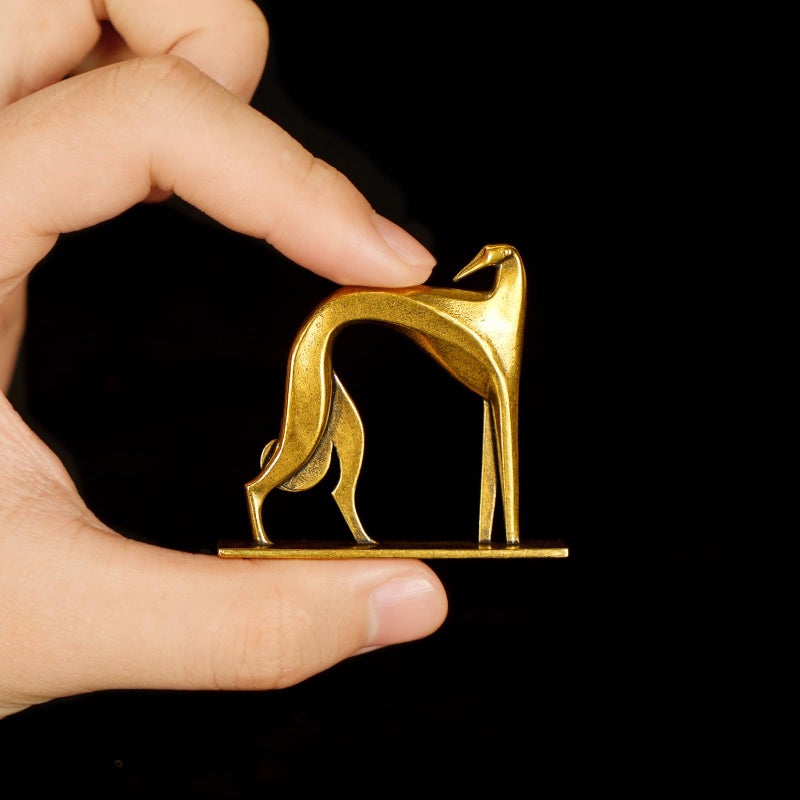 chovy Retro Handcrafted Cubist Artistic Dog Sculpture - 100% Solid Brass Muscular line Front and Elegant Back Design | Collectible Modern Art Decoration | Finishing Touch for Home and Office Scenes - Image 5