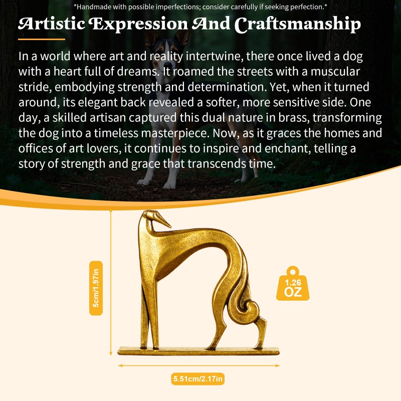 chovy Retro Handcrafted Cubist Artistic Dog Sculpture - 100% Solid Brass Muscular line Front and Elegant Back Design | Collectible Modern Art Decoration | Finishing Touch for Home and Office Scenes - Image 3