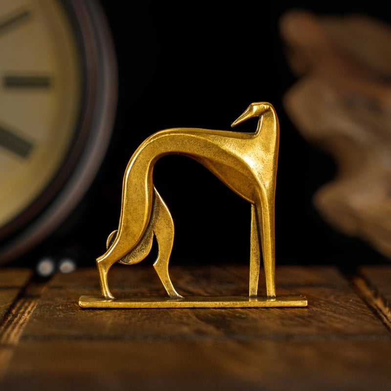 chovy Retro Handcrafted Cubist Artistic Dog Sculpture - 100% Solid Brass Muscular line Front and Elegant Back Design | Collectible Modern Art Decoration | Finishing Touch for Home and Office Scenes - Image 1
