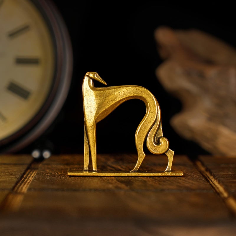 chovy Retro Handcrafted Cubist Artistic Dog Sculpture - 100% Solid Brass Muscular line Front and Elegant Back Design | Collectible Modern Art Decoration | Finishing Touch for Home and Office Scenes - Image 4