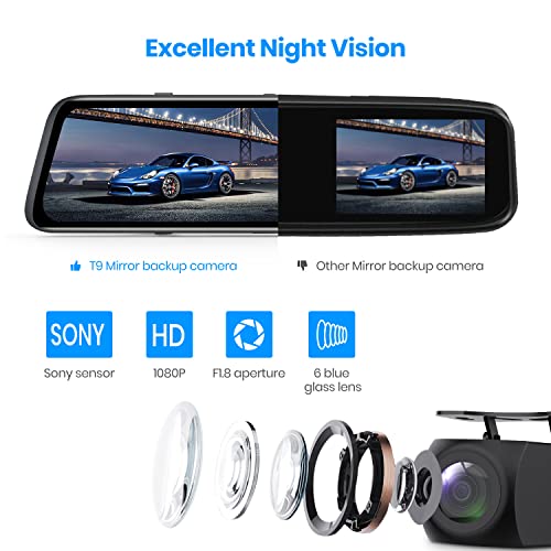 AUTO-VOX 9.35''1080P OEM Rear View Mirror Camera: Recording Wide View Back Up Camera for Cars, Smart Full Touch Screen Stream Media Backup Camera with Super Night Vision for Trucks,Vans, SUVS (AUTO-VOX T9) - Image 5