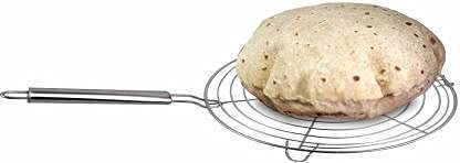 LEGION Stainless Steel Round Roaster Tawa Papad Jali RotiChapati Grill Pizza Toast Baigan Bharta Multipurpose Roasting Tool 1 kg Roaster Silver - Image 1