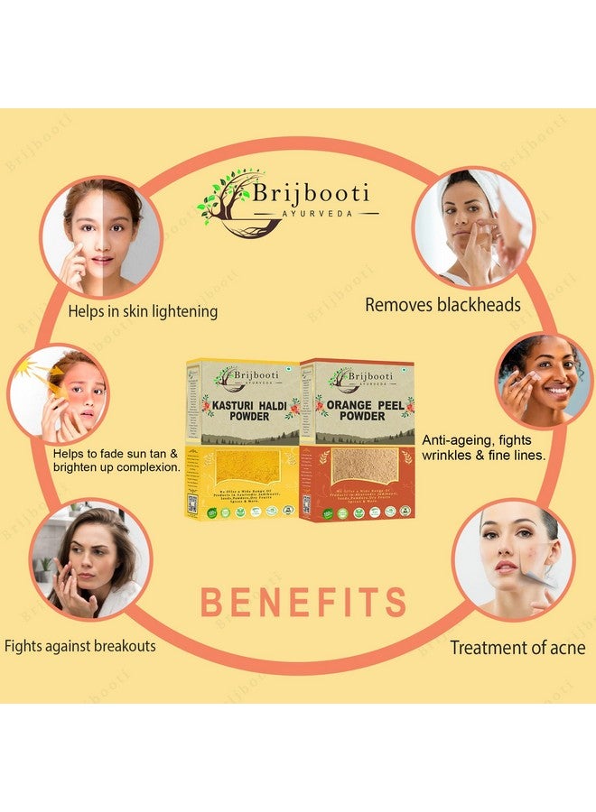  بريجبوتي مسحوق قشر البرتقال ومسحوق كاستوري هالدي لأقنعة الوجه وعبوات كومبو (400 جرام) مثالية لتغذية البشرة ومتوهجة (200 جرام لكل منها) - Image 3