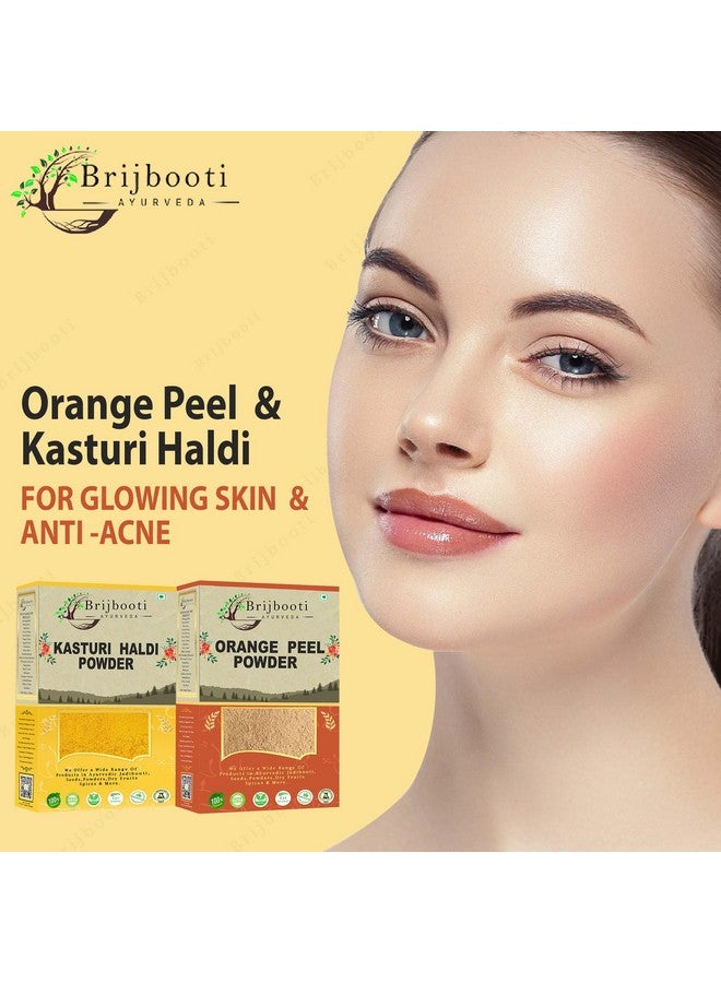  بريجبوتي مسحوق قشر البرتقال ومسحوق كاستوري هالدي لأقنعة الوجه وعبوات كومبو (400 جرام) مثالية لتغذية البشرة ومتوهجة (200 جرام لكل منها) - Image 2