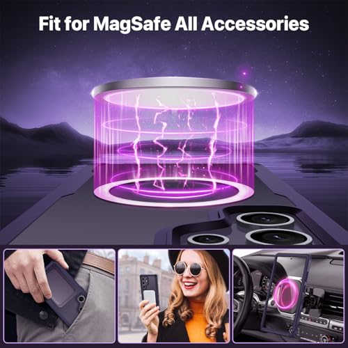 CENHUFO Magnetic Privacy for Samsung Galaxy S24 Ultra Case, Full Body Phone Case with Built-in Privacy Screen Protector and Camera Lens Cover, Anti Peep Shockproof Protective Clear Bumper - Purple - Image 5