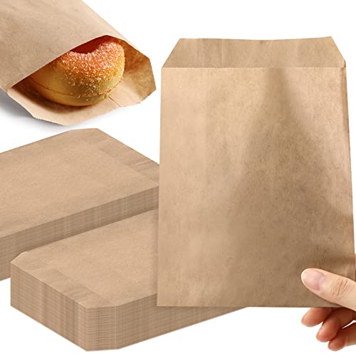 Eersida 500 Pcs 5 x 7 Inch Natural Kraft Paper Treat Bags Flat Favor Gift Bag Silverware Merchandise Envelopes for Bakery Cookies Treats Snack Cookie Popcorn Candy Sandwich Small Gift - Image 2