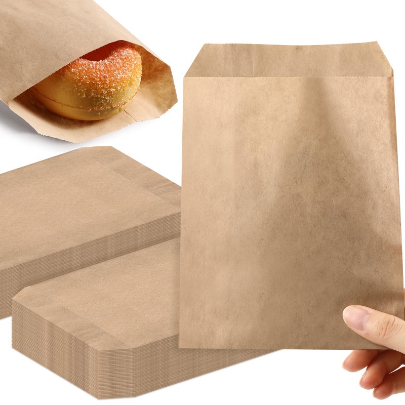 Eersida 500 Pcs 5 x 7 Inch Natural Kraft Paper Treat Bags Flat Favor Gift Bag Silverware Merchandise Envelopes for Bakery Cookies Treats Snack Cookie Popcorn Candy Sandwich Small Gift - Image 3