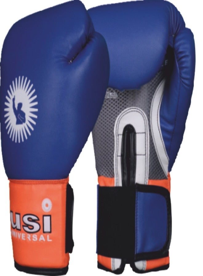 USI UNIVERSAL Boxing Gloves, 609CPU Orange/Blue Crusher Boxing Training Gloves, Synthetic Leather Shell, Dense Handcrafted Padding, Air mesh Palm for Vent, Elasticated Hook & Loop(Size 10oz) - Image 3