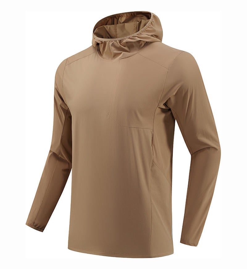 Generic Autumn Birds Sport Quick-Dry Hooded Windbreaker T-Shirt Khakis 