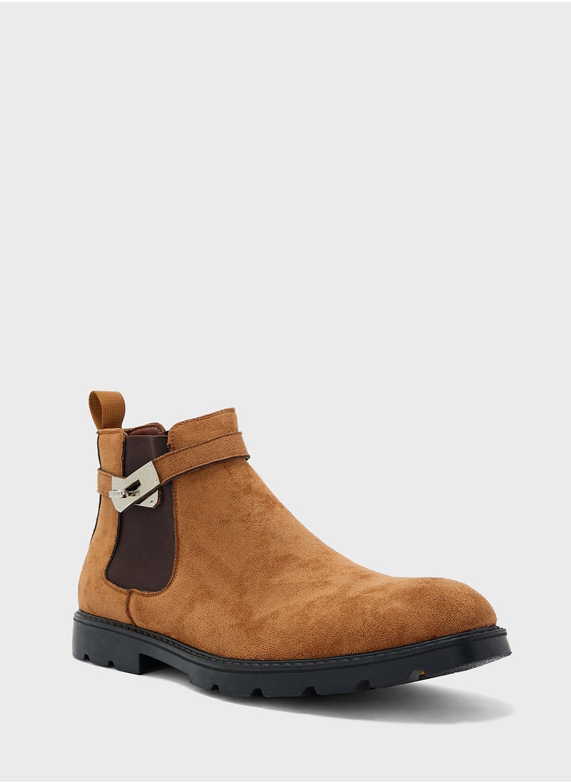 Robert Wood Strap Detail Casual Suede Chelsea Boots  - Image 2