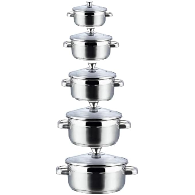 Stainless Steel Casserole Set  5 Pieces 2L 27L 36L 50L 60L Vic008 - Image 1