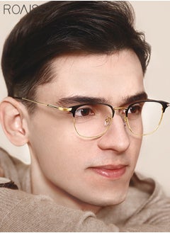 roaiss Blue Light Blocking Glasses Blue Light Filter Computer Reading Gaming TV Phones Browline Eyeglasses Fashion Anti Eyestrain Headache Eyewear for Men Women Black Gold 52mm  - Image 2