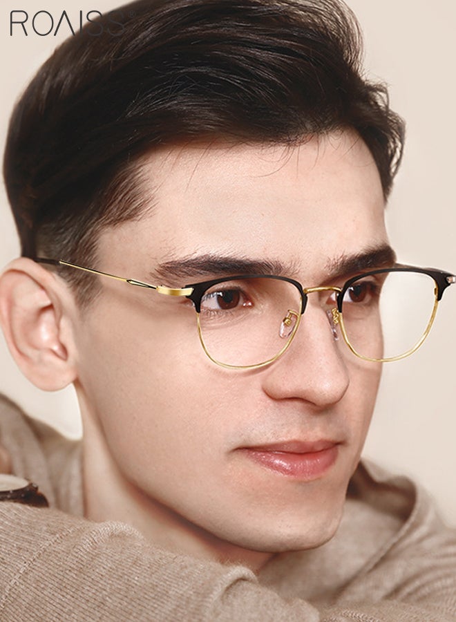 roaiss Blue Light Blocking Glasses Blue Light Filter Computer Reading Gaming TV Phones Browline Eyeglasses Fashion Anti Eyestrain Headache Eyewear for Men Women Black Gold 52mm  - Image 2