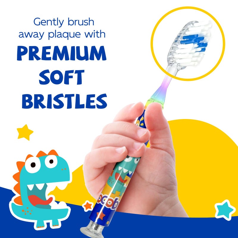 COCOBURI Flashing Toothbrush for Kids Toddler Soft Bristle Toothbrush Suction Cup Base with Timer Kidsâ€™ Toothbrush Set Age 3+ (Pack of 2) - Image 4
