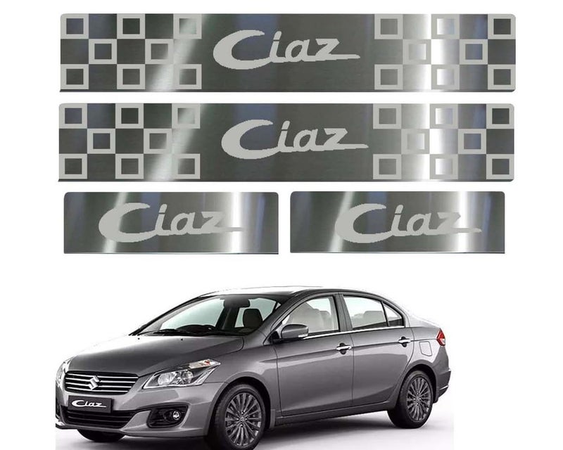 Auto E-Shopping Door Guard Steel Foot Step Sill Car Door Guard Scuff Plate Compatible for CIAZ with Adhesive Tape 4 Piece - Image 1
