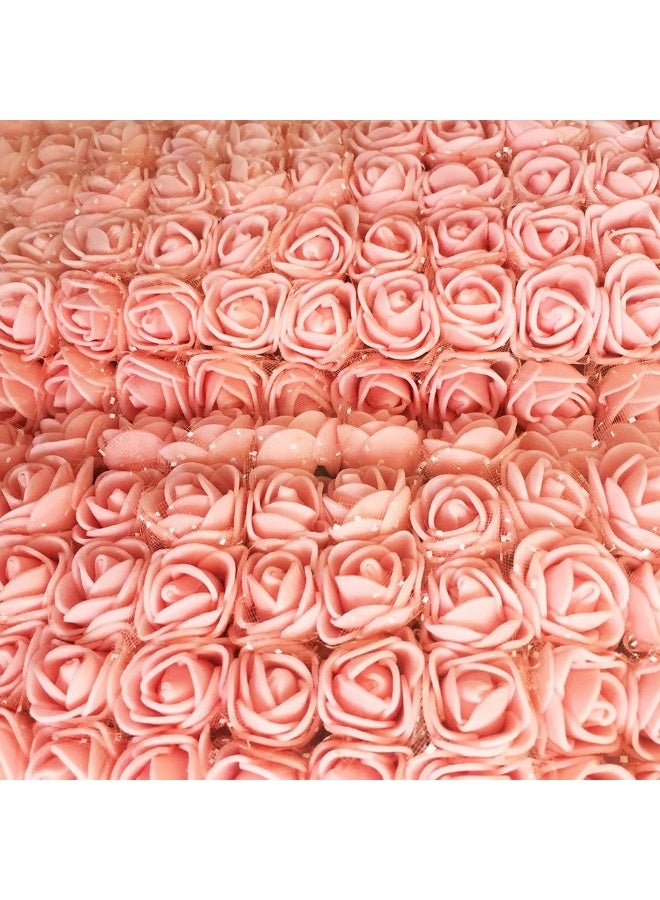 Artfen Mini Fake Rose Flower Heads 144pcs Mini Artificial Roses DIY Wedding Flowers Accessories Make Bridal Hair Clips Headbands Dress Bottom add Gauze ChampagnePink - Image 2