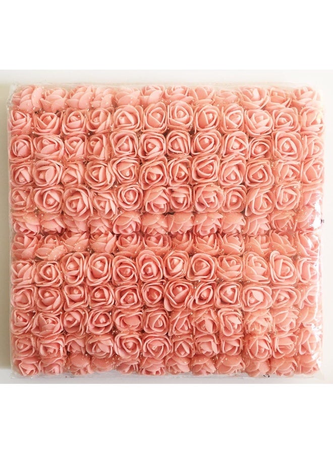 Artfen Mini Fake Rose Flower Heads 144pcs Mini Artificial Roses DIY Wedding Flowers Accessories Make Bridal Hair Clips Headbands Dress Bottom add Gauze ChampagnePink - Image 5