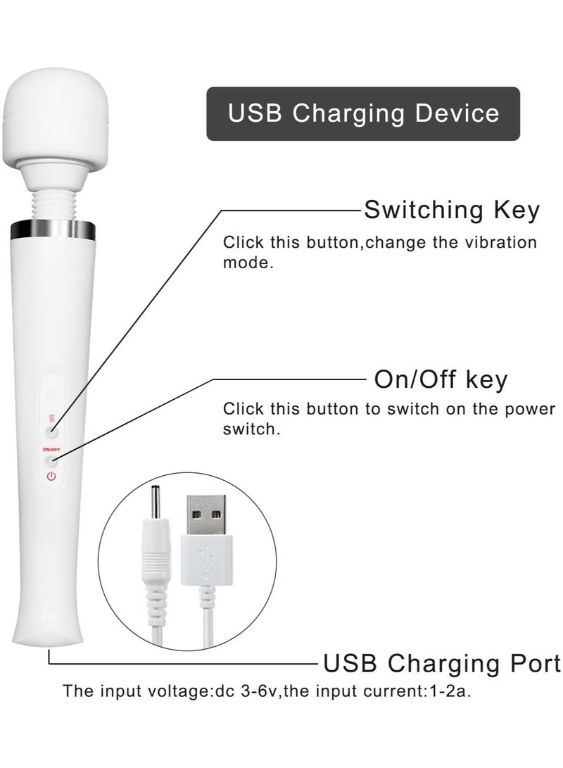 Arabest Muscle Massager, Handheld Cordless Rechargeable, Deep Tissue Vibration, 10 Speeds, Soft Silicone Head, 360° Flexible Neck, Portable for Neck Shoulder Back, White - Image 2