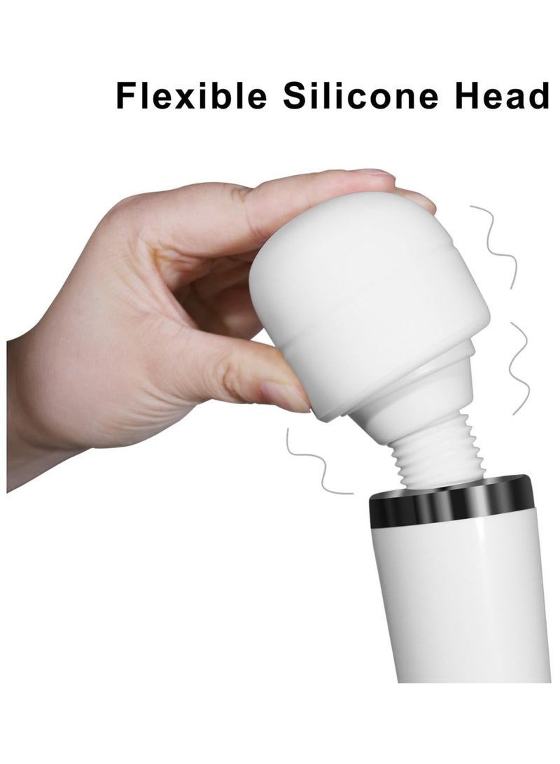 Arabest Muscle Massager, Handheld Cordless Rechargeable, Deep Tissue Vibration, 10 Speeds, Soft Silicone Head, 360° Flexible Neck, Portable for Neck Shoulder Back, White - Image 3