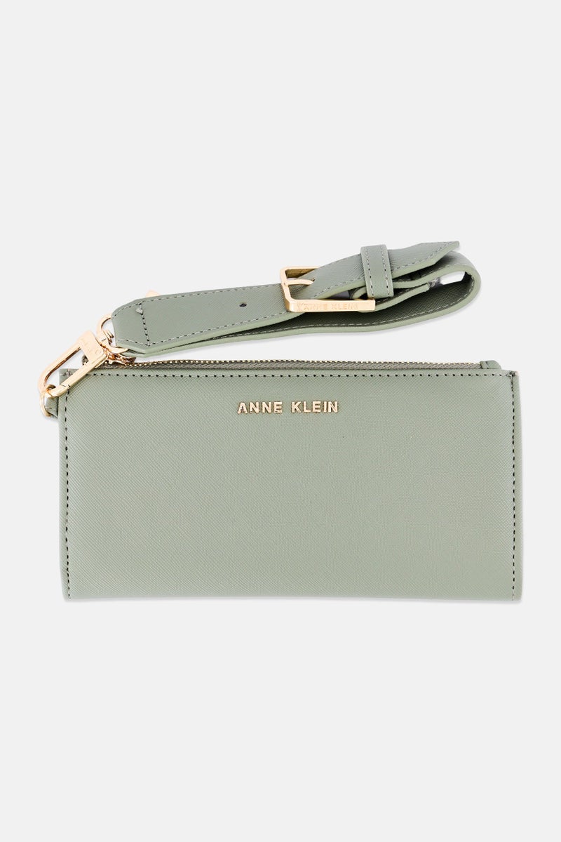 ANNE KLEIN Women Brand Logo Bifold Wristlet Wallet, Olive - Image 1