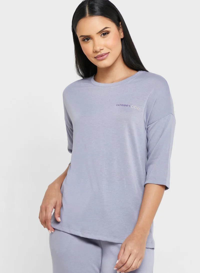 Catherine Logo Crew Neck T-Shirt & Pyjama Pants Set
