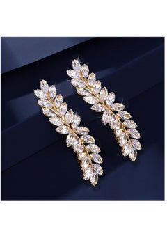 2PCS Hair Barrettes for Women Rhinestone Hair Clips Crystal Leaf French Barrette Wedding Hair Clips Vintage Bridal Hair Pins Hair Accessories for Women Bride Bridesmaid Gold