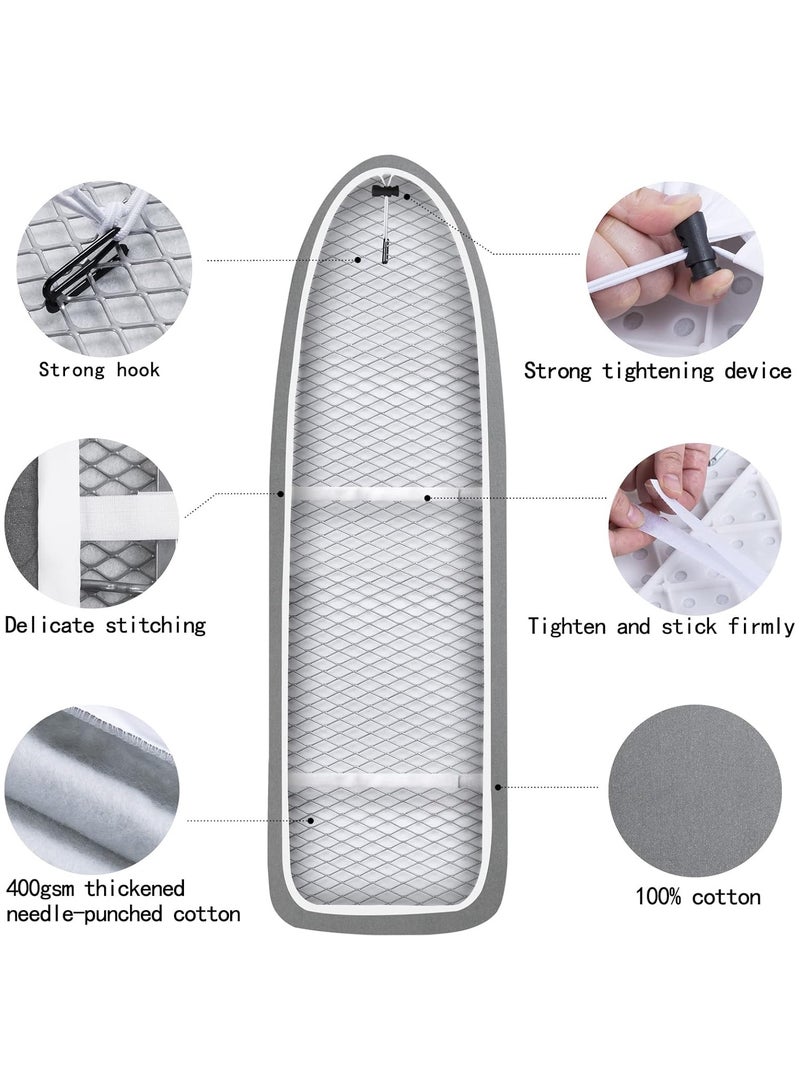 Ironing Board Covers 148x55cm, Extra Large Ironing Board Cover with 100% Cotton Top and Thick Padding, Easy Fit and Scorch Resistant - Image 3
