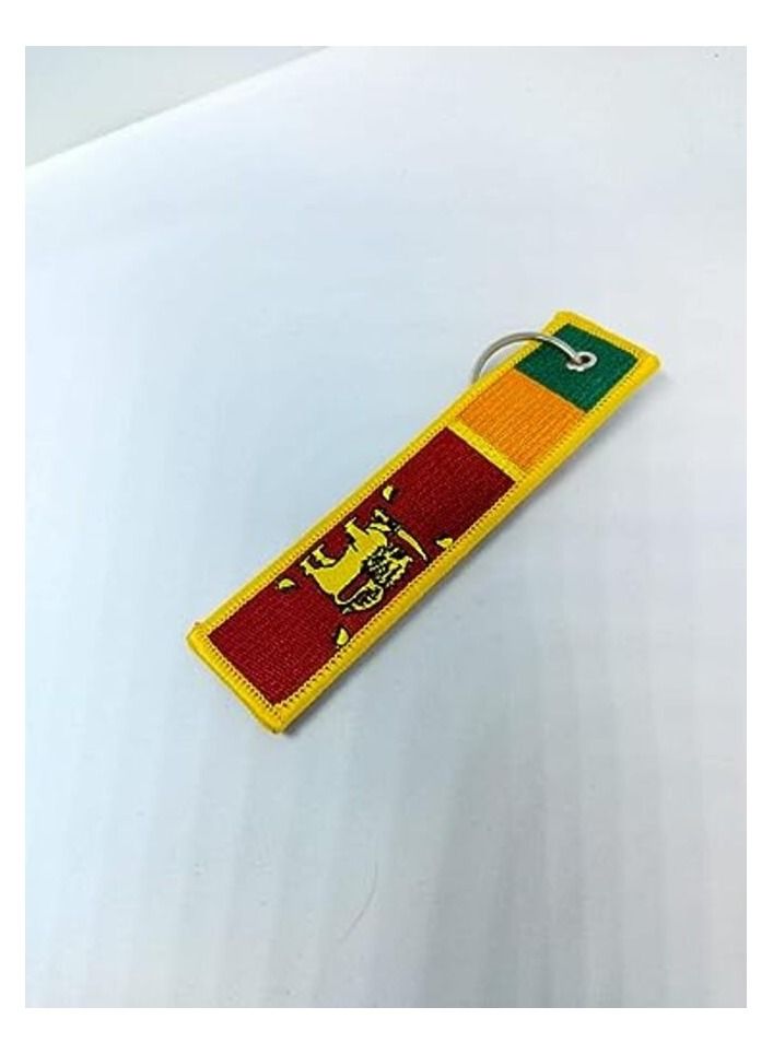 MIRFA Sri Lanka Flag Keychain Tag with Key Ring, EDC for Motorcycles, Scooters, Cars and Gifts Flag Key Chain, 100 percent Embroidered  - Image 2